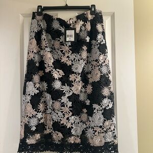 Nanette Lepore Black and White Floral Skirt